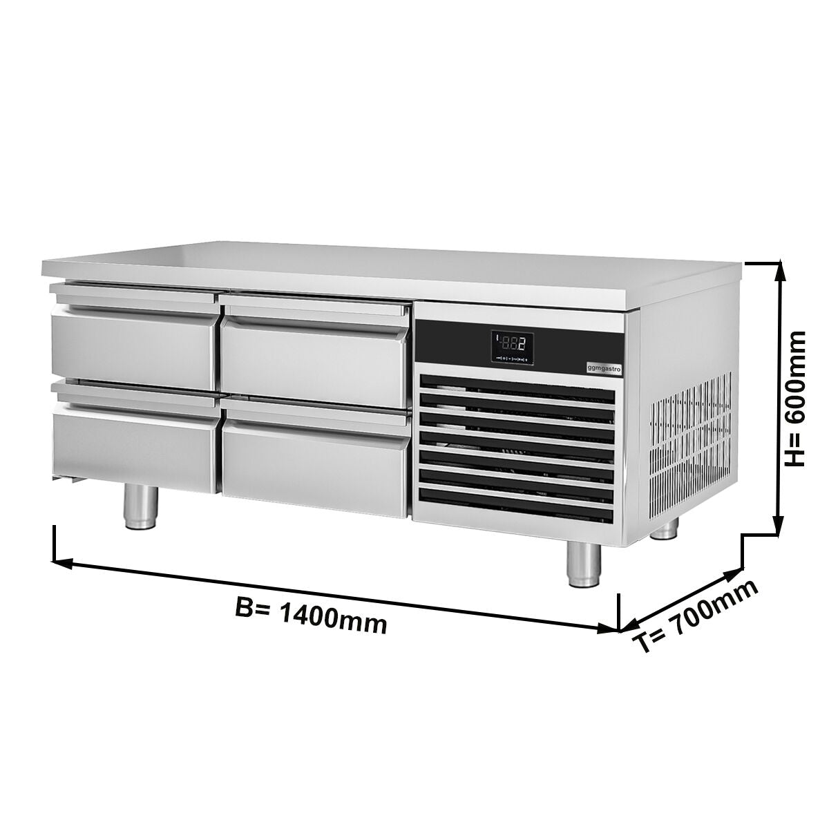 Counter -type refrigerator Premium - 1400mm - 135 liters - 4 drawers