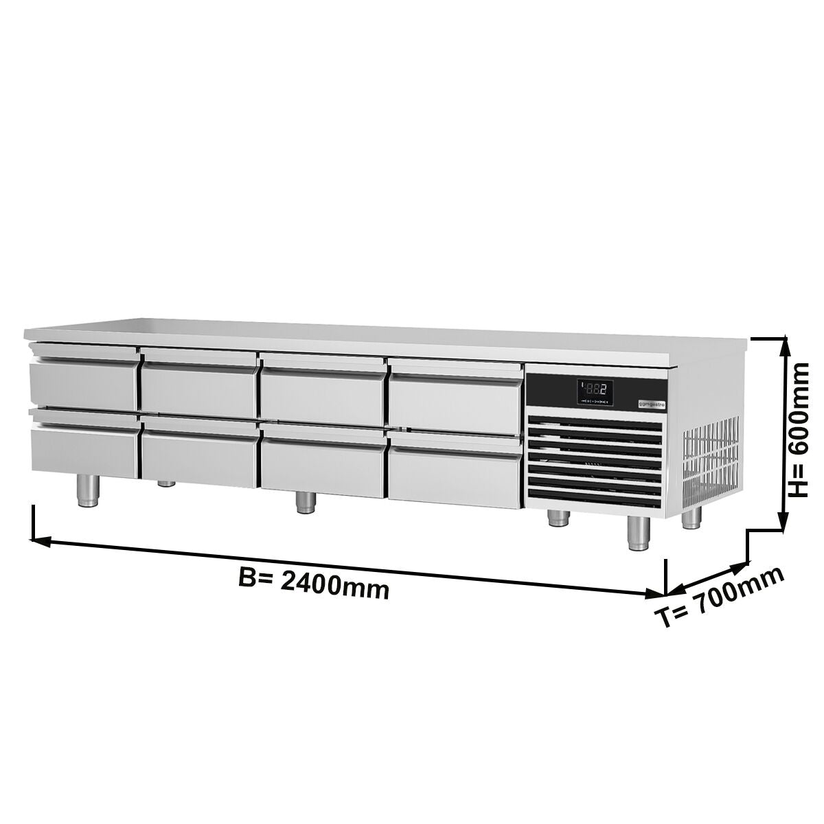Counter type refrigerator Premium - 2400mm - 310 liters - 8 drawers