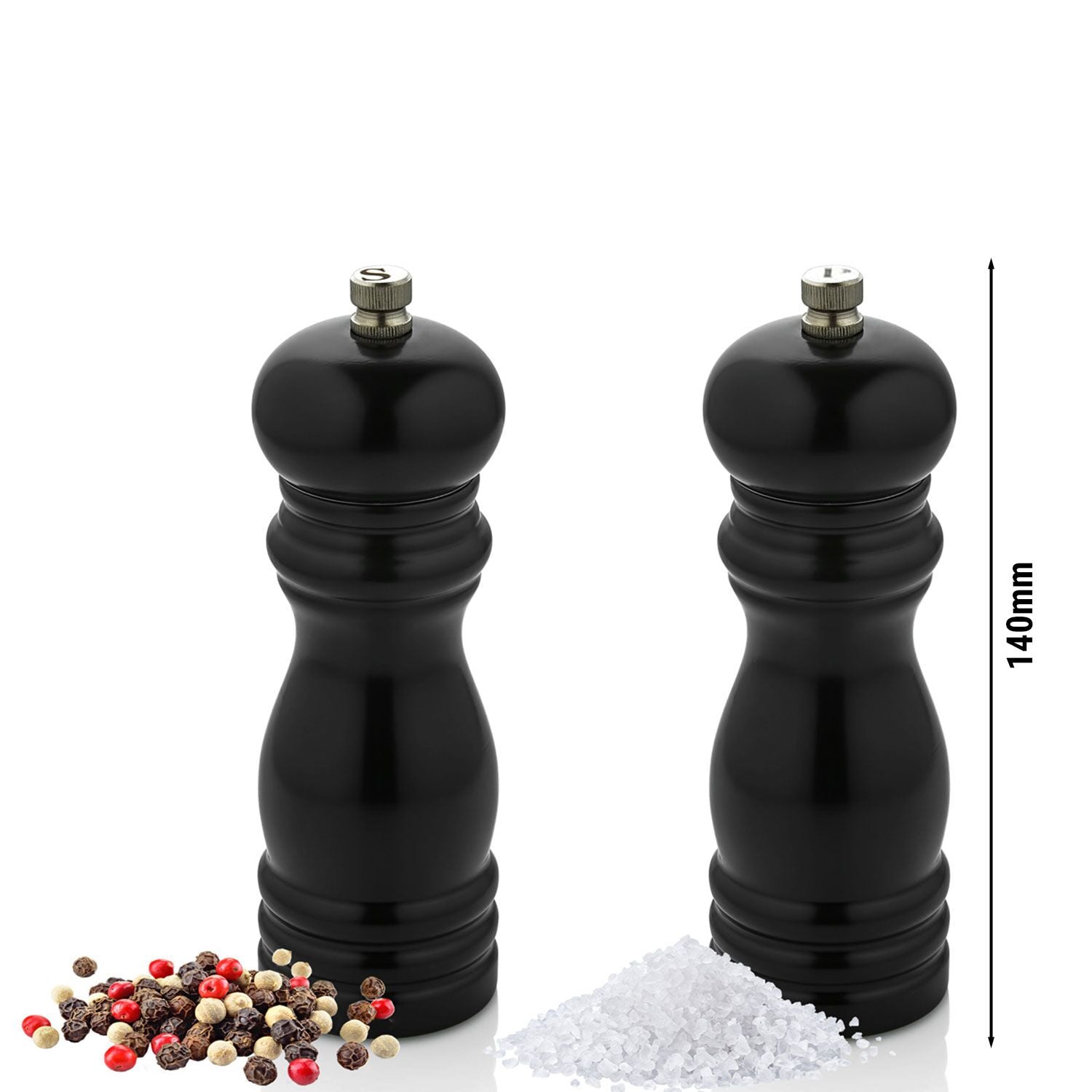 Salt and pepper mill set - height: 14 cm
