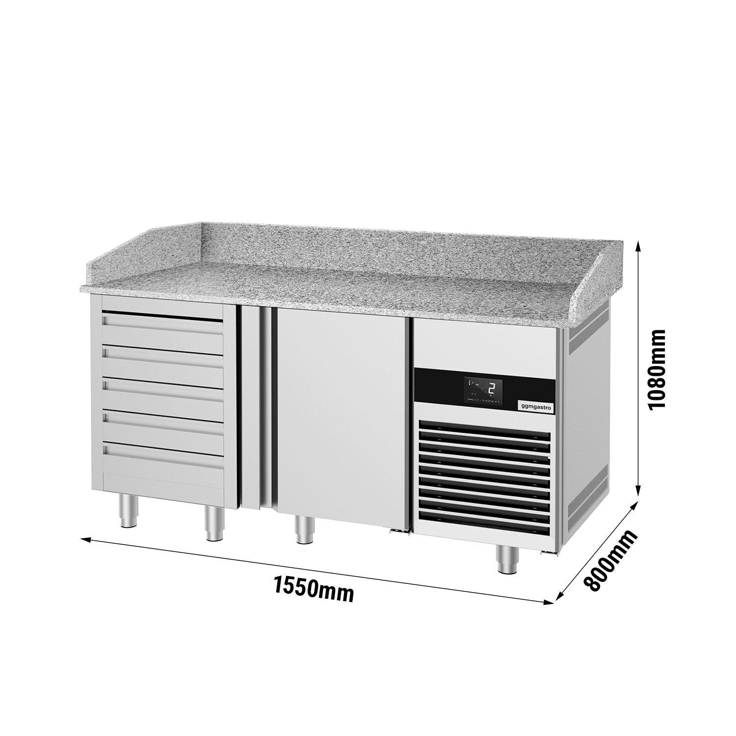 Pizza Preparation counter - 1 lid and drawer - Granite counter