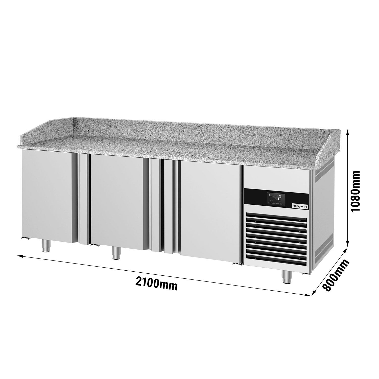 Pizza Preparation counter premium - 2100x800mm - 3 doors