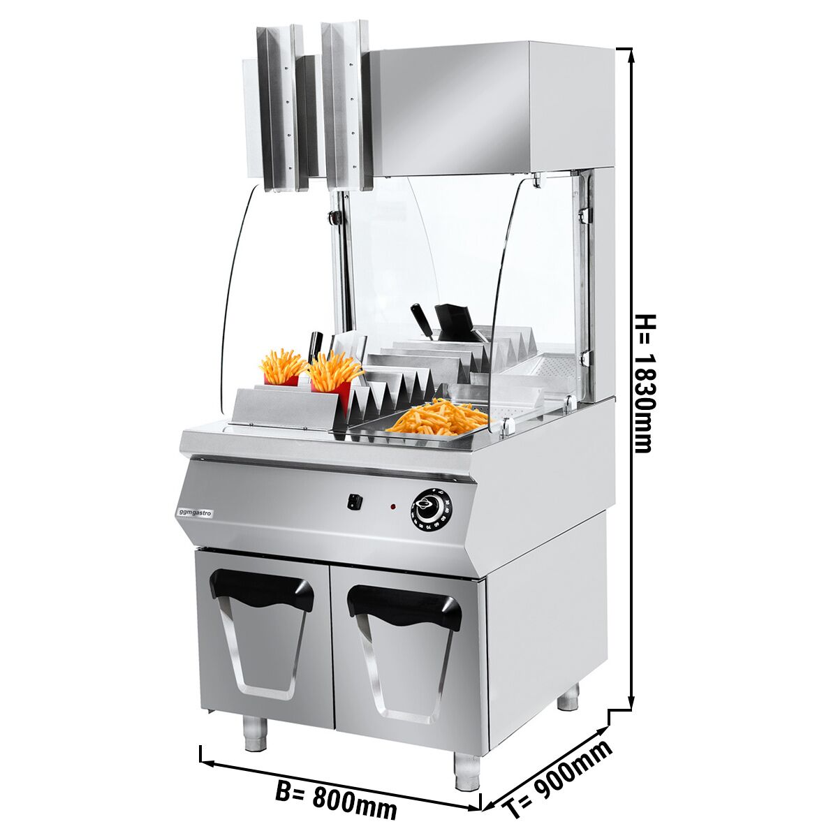 Electric Potato French French Heater - 400 Volts - Including Lower Stand