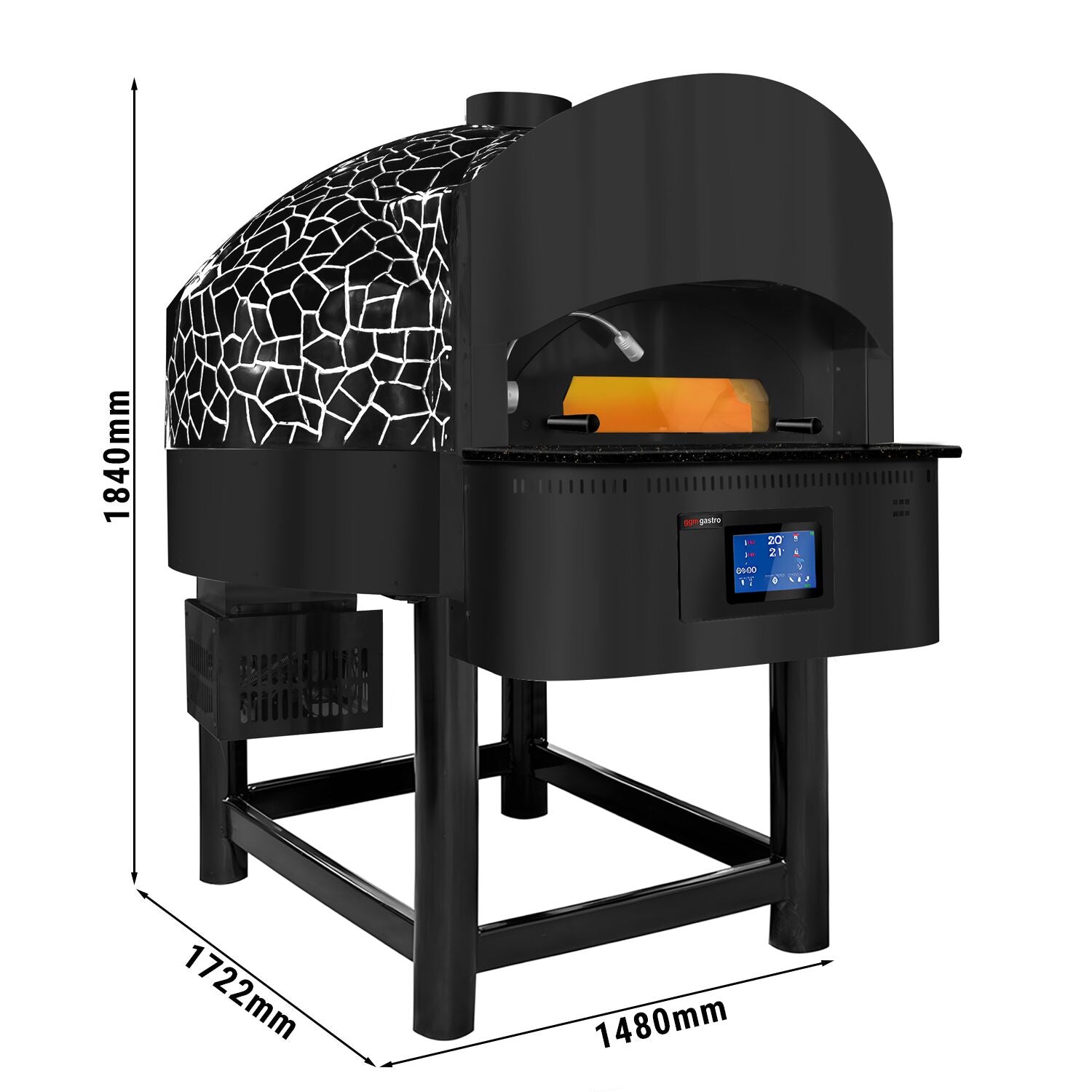 Gas Stone Pizza Oven - 9x 30 cm - Digital - Rotary Base