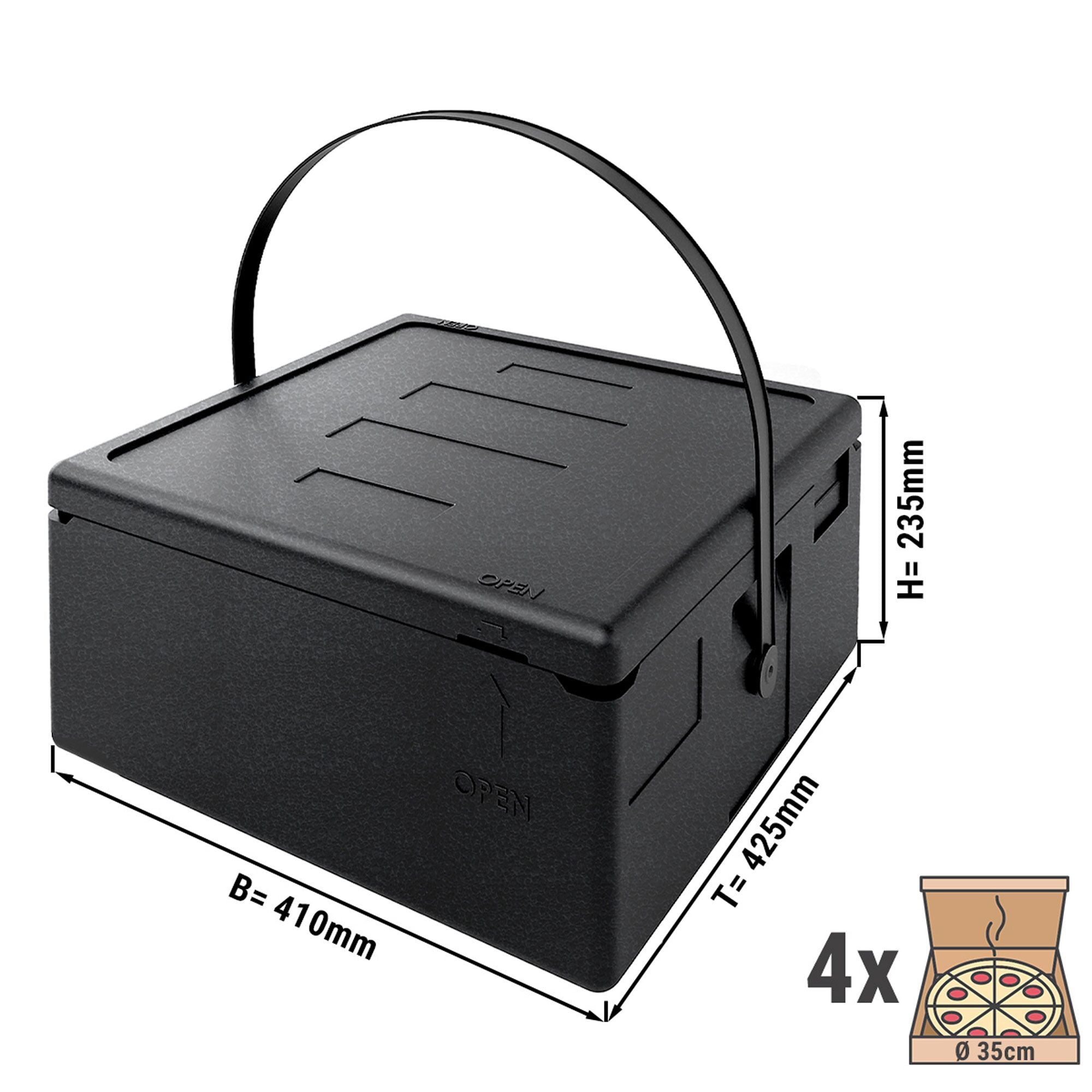 Thermal Box - Delivery Box for Couries - Polybox, Pizza Box Including - 100 Lt.