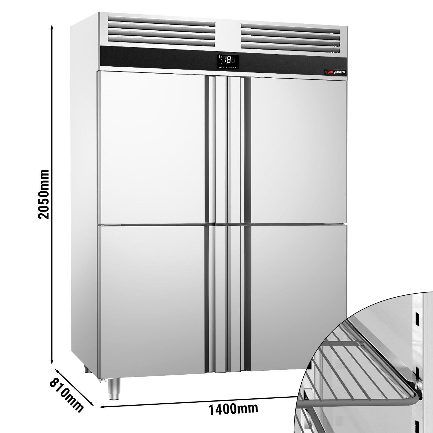 Deep Freezer Premium - GN 2/1 - 1400 Lt. - 4 stainless steel half -door