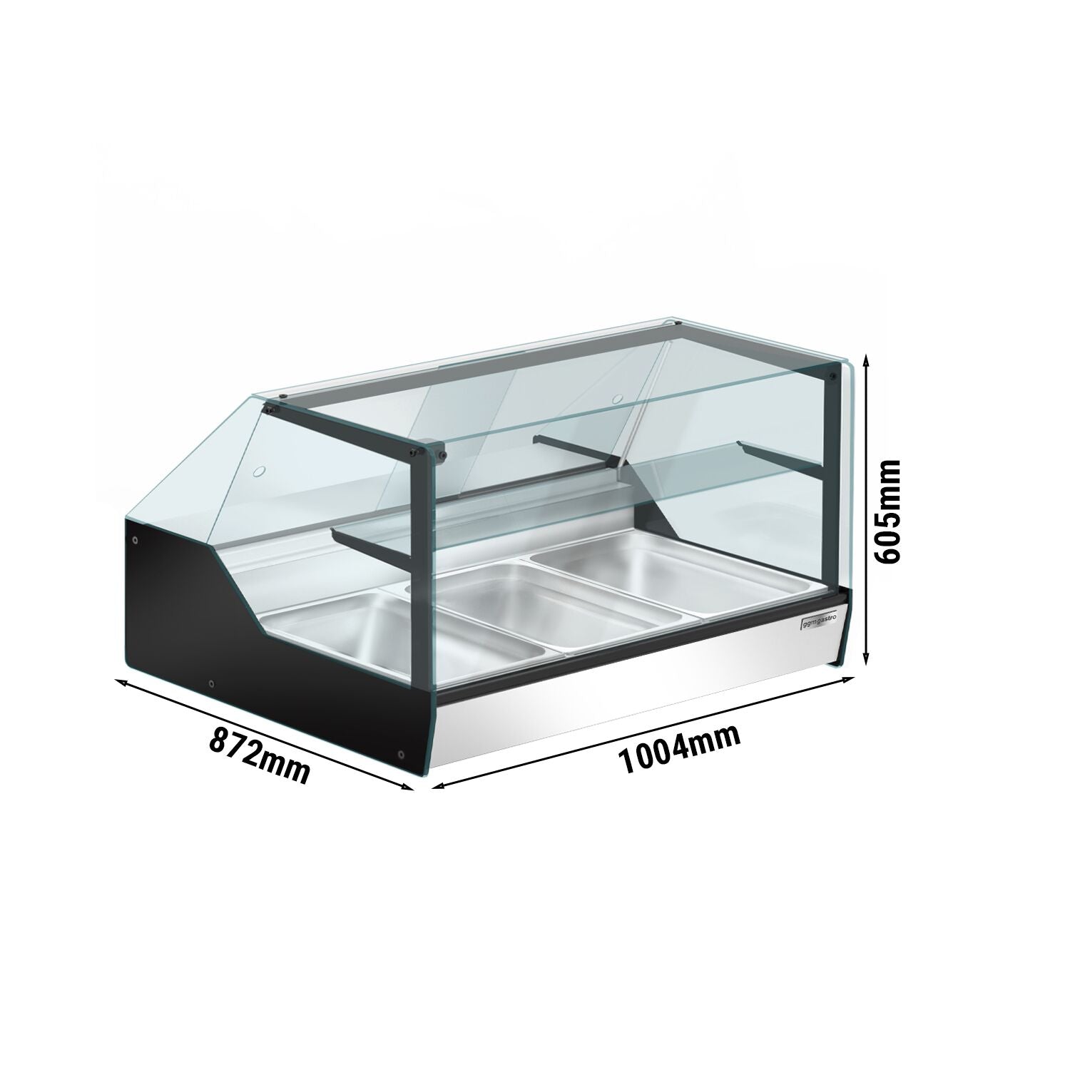 Set Top Hot Holder Showcase - 870 x 1000mm - 3 x gn 1/1