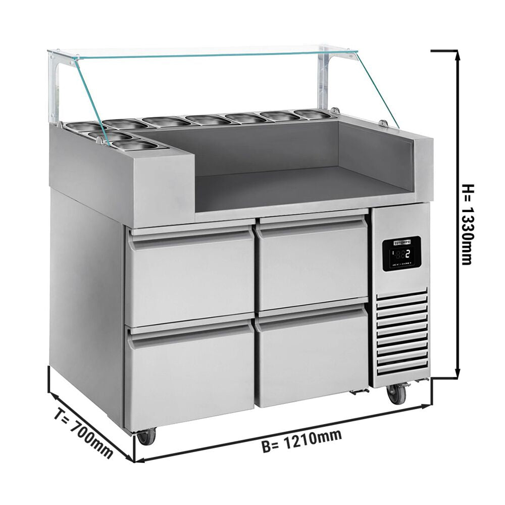Preparation counter - 1210mm - 9x GN 1/6 - 4 drawer