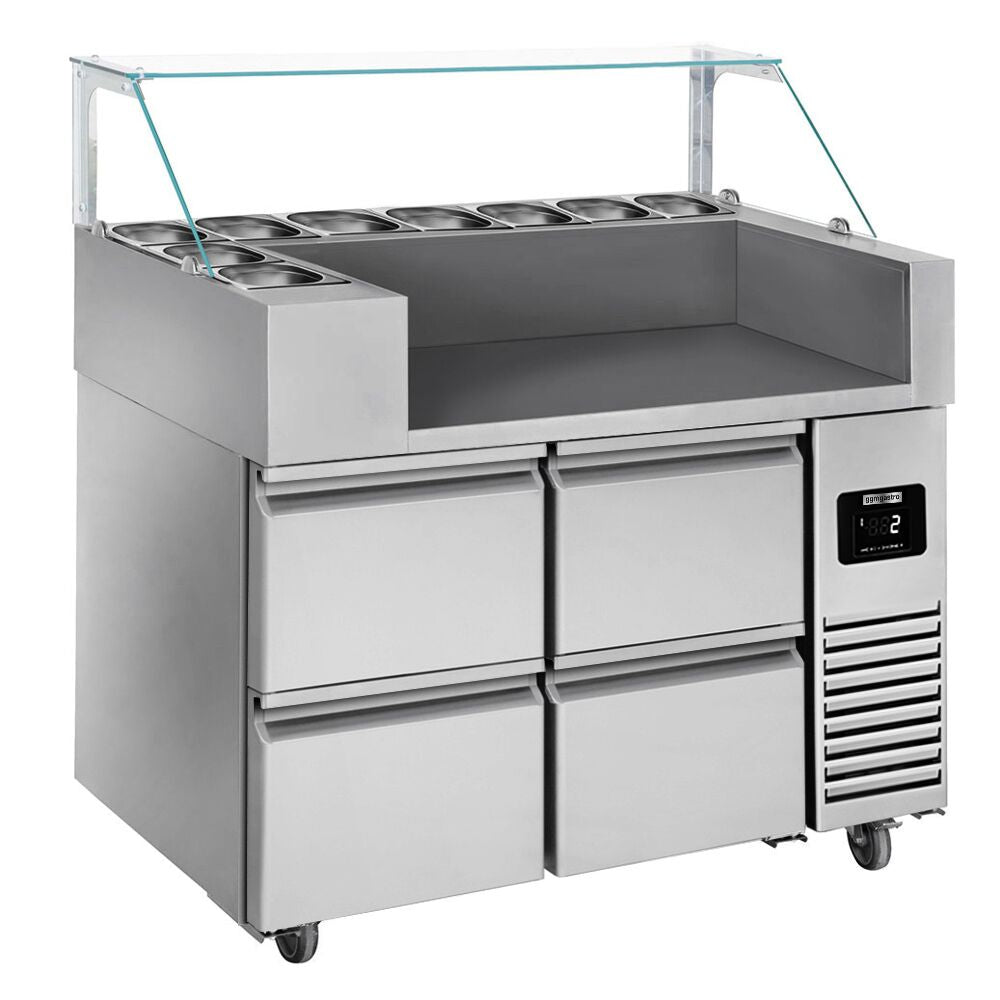 Preparation counter - 1210mm - 9x GN 1/6 - 4 drawer