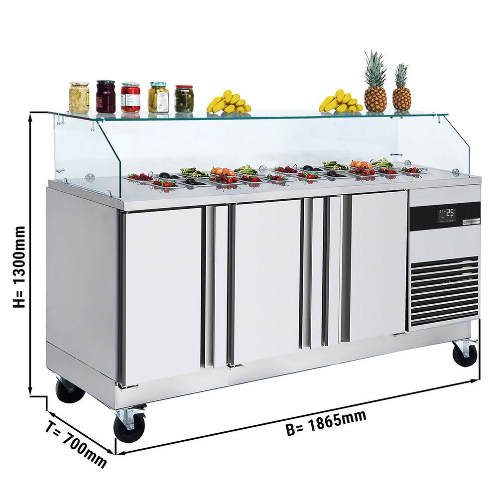 SALADET PREMIUM - 1860mm - 3 -door - for 8x gn 1/6 - angular glass plug -in