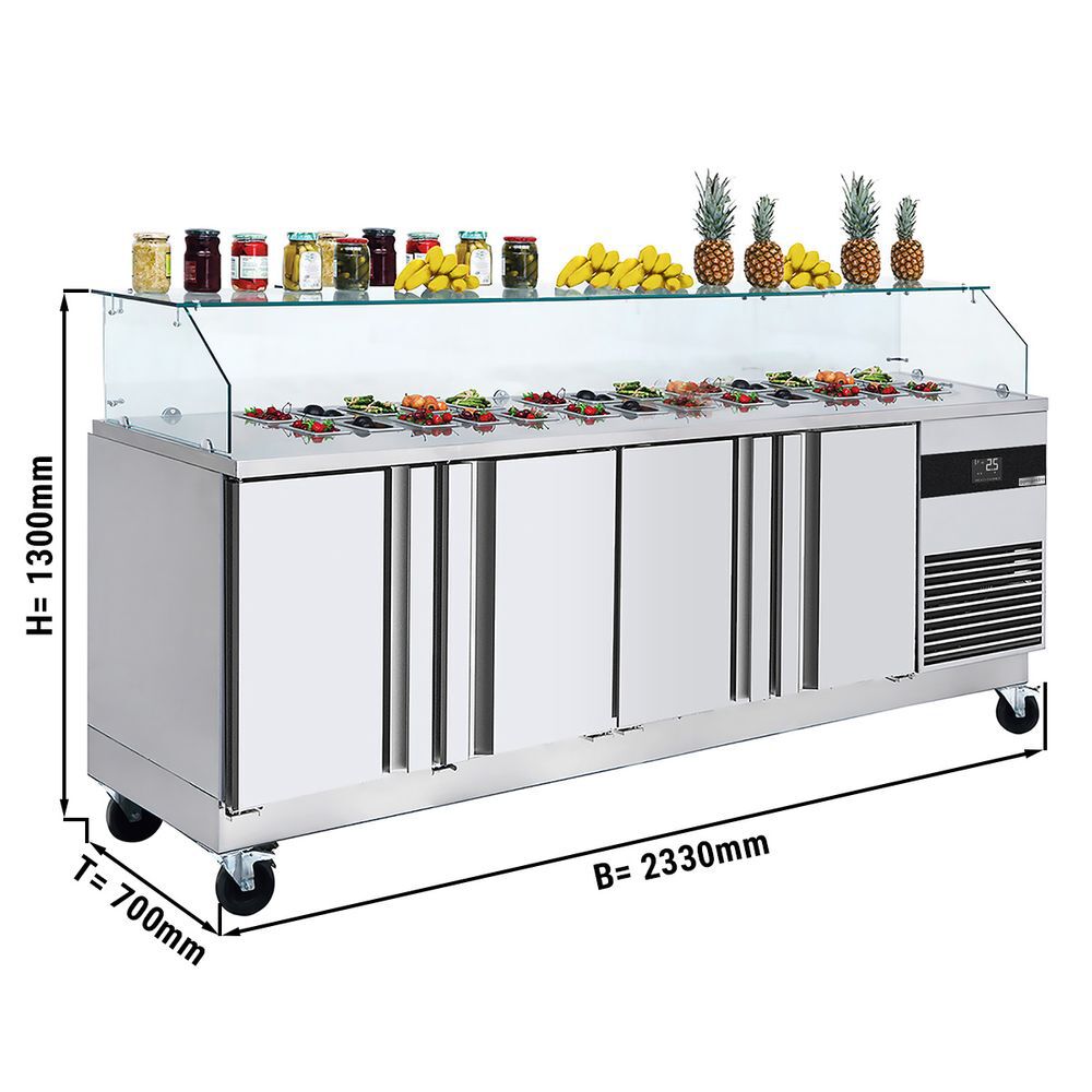 SALADET PREMIUM - 2330mm - 4 Doors - for 10x GN 1/6 - angular glass plug -in