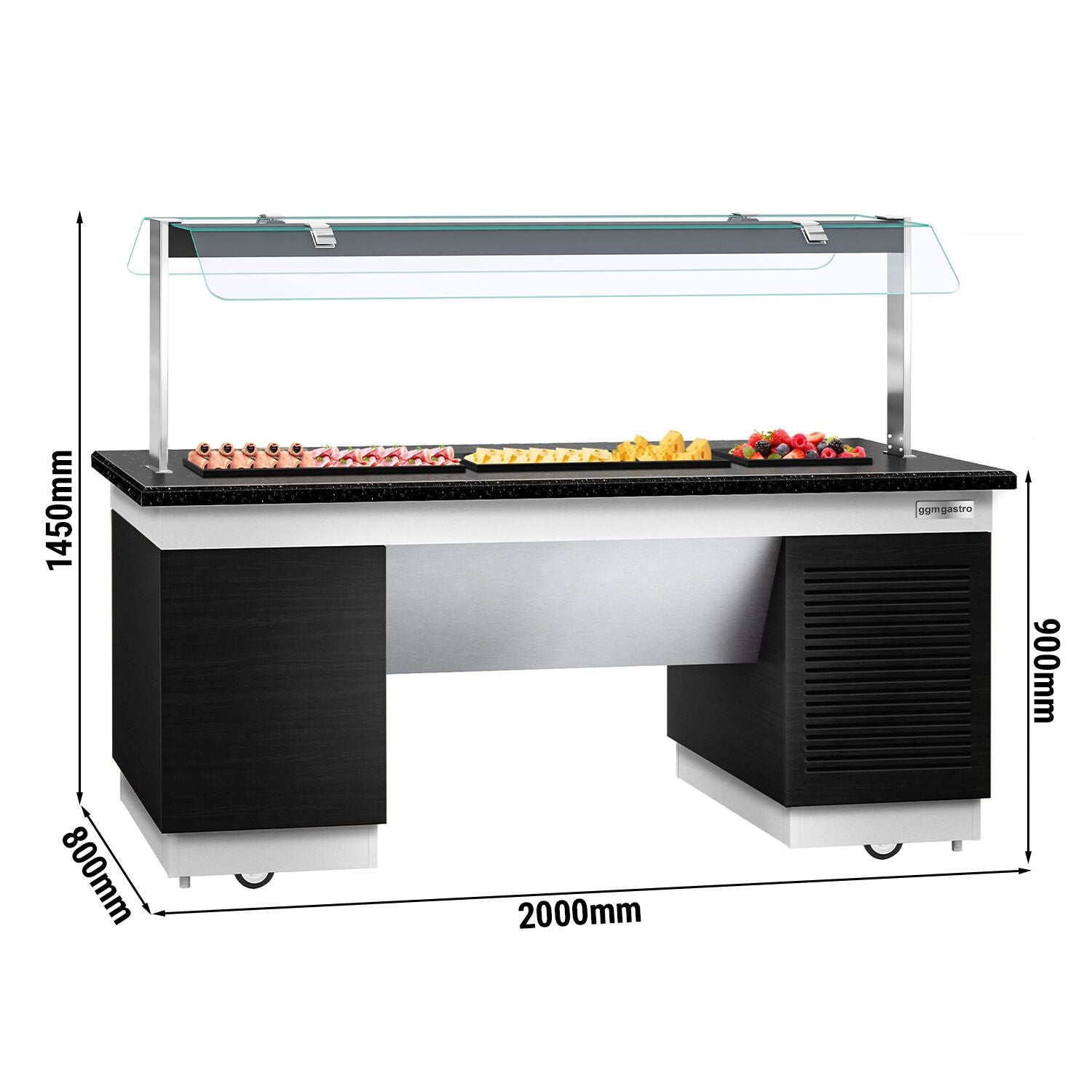 Cold Open Buffet counter dublin - 2000mm- Cooling Pleytli & Wheel