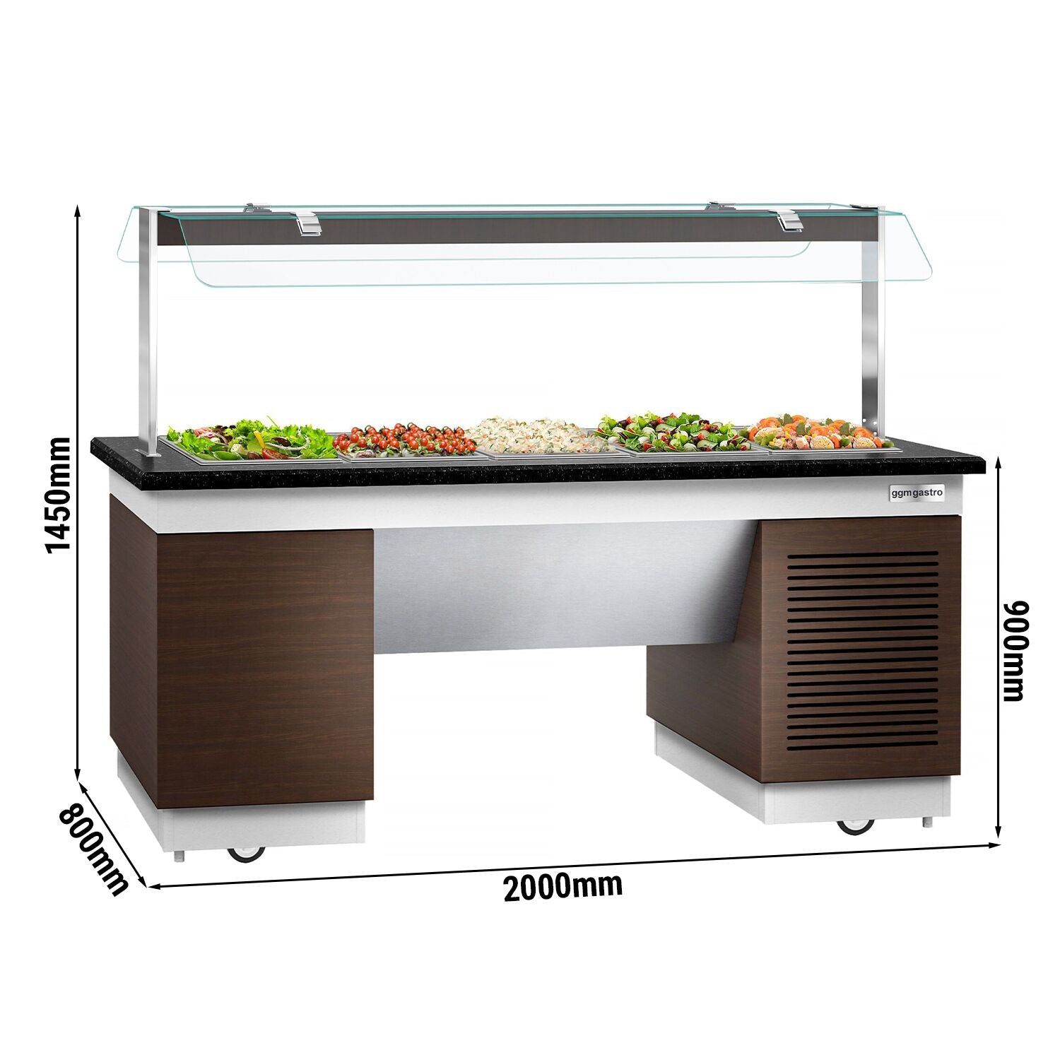 Cold Open Buffet counter dublin- 2000mm- For 1/1 with cold pool & wheel