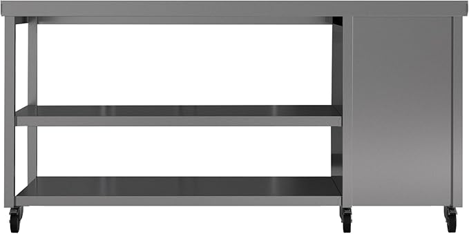 Stainless Steel Prep Table with Drawers and Wheels - Commercial Kitchen Work Table with Backsplash and Under Shelf - Heavy Duty Commercial Work Station for Restaurant, Hotel (63x23x33 inches)