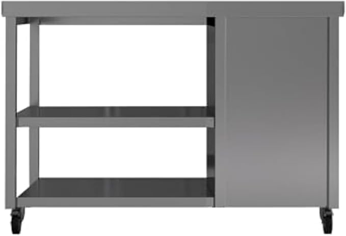 Stainless Steel Prep Table with Drawers and Wheels - Commercial Kitchen Work Table with Backsplash and Under Shelf - Heavy Duty Commercial Work Station for Restaurant, Hotel (55x23x33 inches)