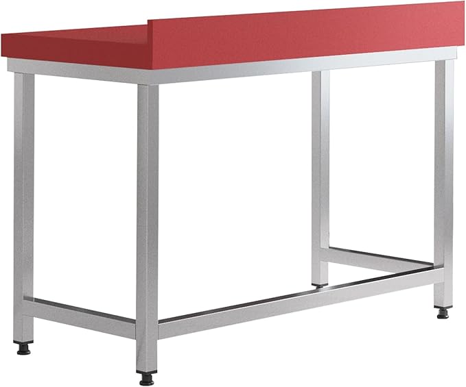 Stainless Steel Prep Table - Polyethylene Table Top - Commercial Kitchen Work Table with Backsplash - Heavy Duty Commercial Work Station for Restaurant, Hotel (43.3x23.6x33.4 inches)