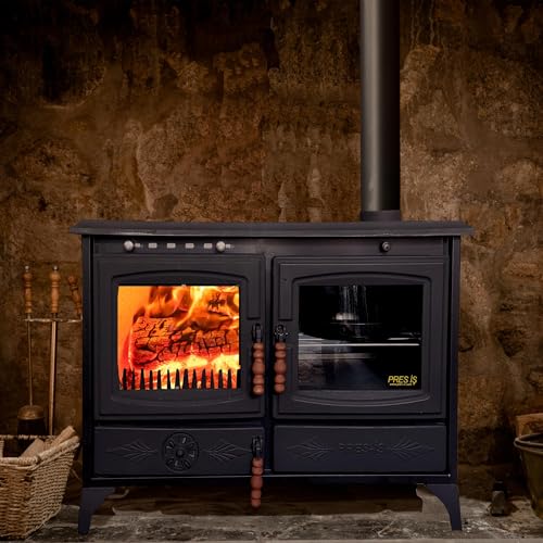 Black Cast Iron Stove with Oven Durable Cast Iron Fireplace