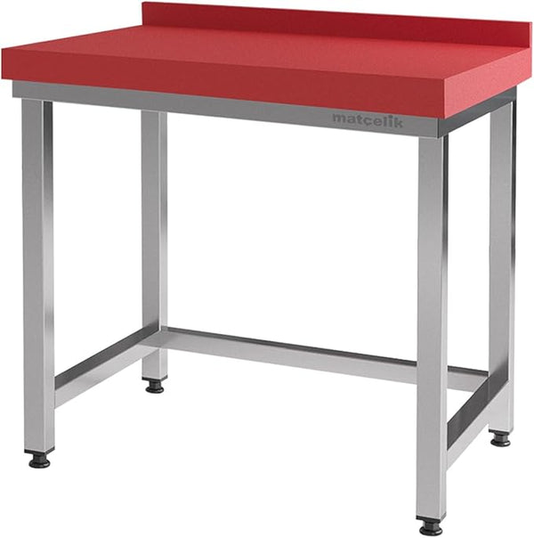 Stainless Steel Prep Table - Polyethylene Table Top - Commercial Kitchen Work Table with Backsplash - Heavy Duty Commercial Work Station for Restaurant, Hotel (23.6x23.6x33.4 inches)