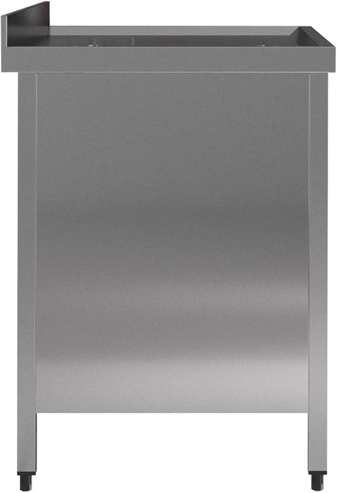 Stainless Steel Prep Table with Sink and Sliding Doors - Commercial Kitchen Work Table with Backsplash - Heavy Duty Commercial Work Station for Restaurant, Hotel (Left Sided Sink)