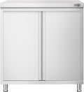 Stainless Steel Prep Table with Doors - Commercial Kitchen Work Table with Backsplash and Under Shelf - Heavy Duty Commercial Work Station for Restaurant, Hotel (31.4x23.6x34.2 Inch)