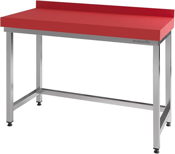 Stainless Steel Prep Table - Polyethylene Table Top - Commercial Kitchen Work Table with Backsplash - Heavy Duty Commercial Work Station for Restaurant, Hotel (43.3x23.6x33.4 inches)