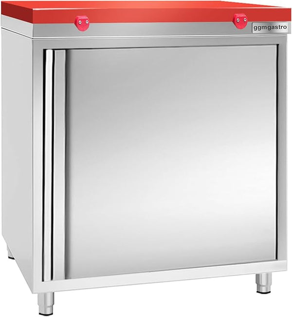 Stainless Steel Prep Table Doors - Polyethylene Table Top - Commercial Kitchen Work Table with Backsplash - Heavy Duty Commercial Work Station for Restaurant, Hotel (23.6x23.6x35.8 Inch)