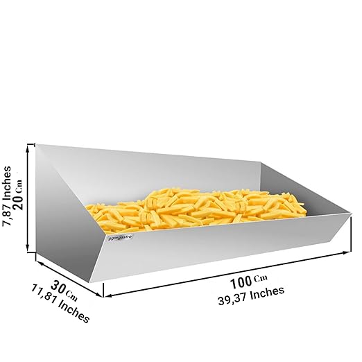 Commercial Stainless Steel French Fry Bagger Tray | Potato Resting Tub Heavy-Duty Fry Scoop Bin (39.3x11.8x7.8 Inch)