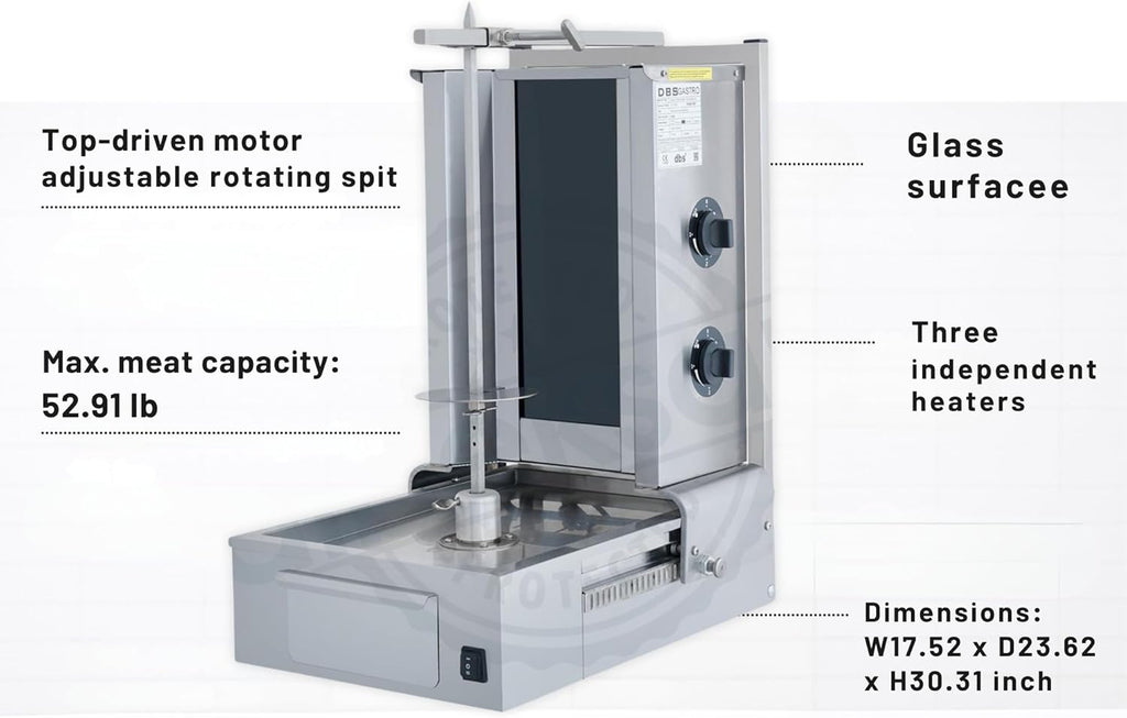 Doner Kebab Machine 2 Resistance Electric Vertical Grill Cooker