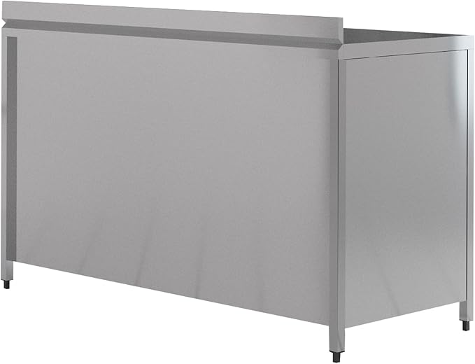 Commercial Kitchen Work Table with Backsplash and Under Shelf (63x23x33 inches)
