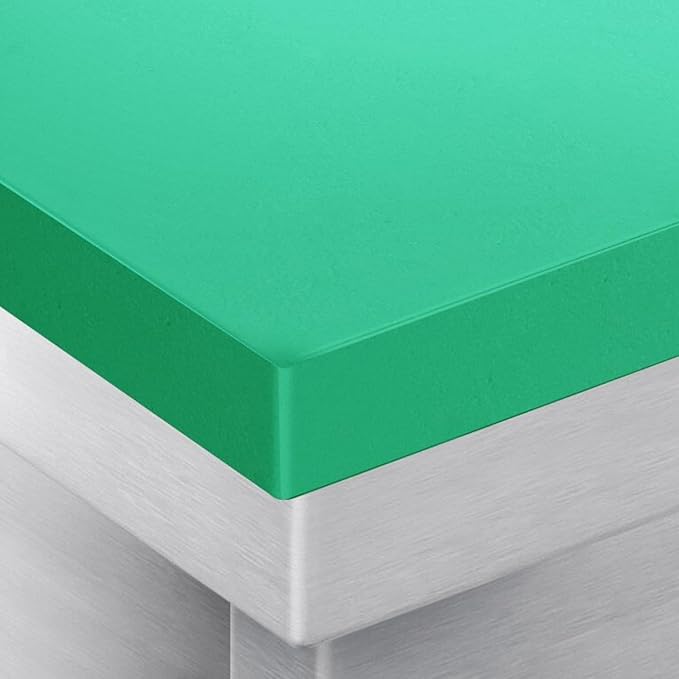 Stainless Steel Green Prep Table Sliding Doors - Polyethylene Table Top (39.3x23.6x35.8 Inch)