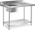 Stainless Steel Prep Sink With Countertop - Wash Table for Restaurant Outdoor (30x48x36 Inch)