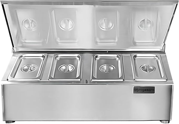 Stainless Steel Spice Rack Cabinet with Lid | 1/6 GN Organizer Shelf for Sauce Ingredients for Kitchen Pantry Use | Commercial Kitchen Restaurant Hotel Spices Cupboard (31.4x12.2x10.3 Inch - 4 GN)