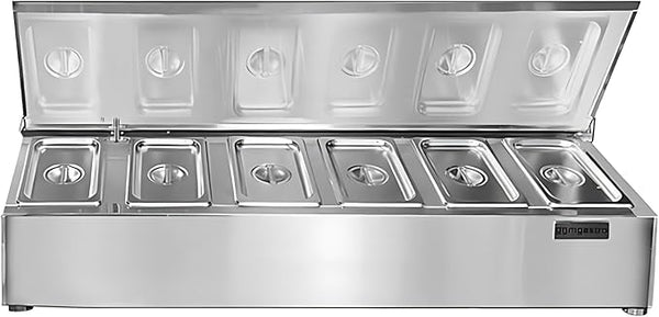 Stainless Steel Spice Rack Cabinet with Lid | 1/6 GN Organizer Shelf for Sauce Ingredients for Kitchen Pantry Use | Commercial Kitchen Restaurant Hotel Spices Cupboard (47.2x12.2x10.3 Inch - 6GN)