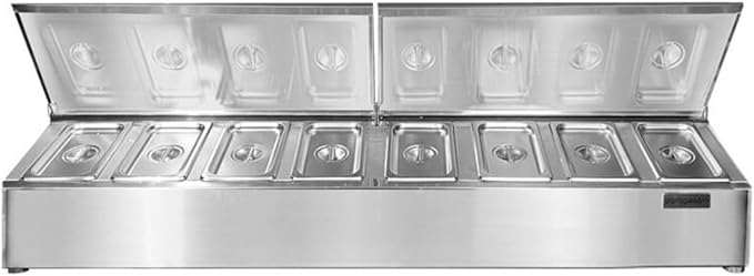 Stainless Steel Spice Rack Cabinet with Lid | 1/6 GN Organizer Shelf for Sauce Ingredients for Kitchen Pantry Use | Commercial Kitchen Restaurant Hotel Spices Cupboard (62.9x12.2x10.3 Inch - 8 GN)