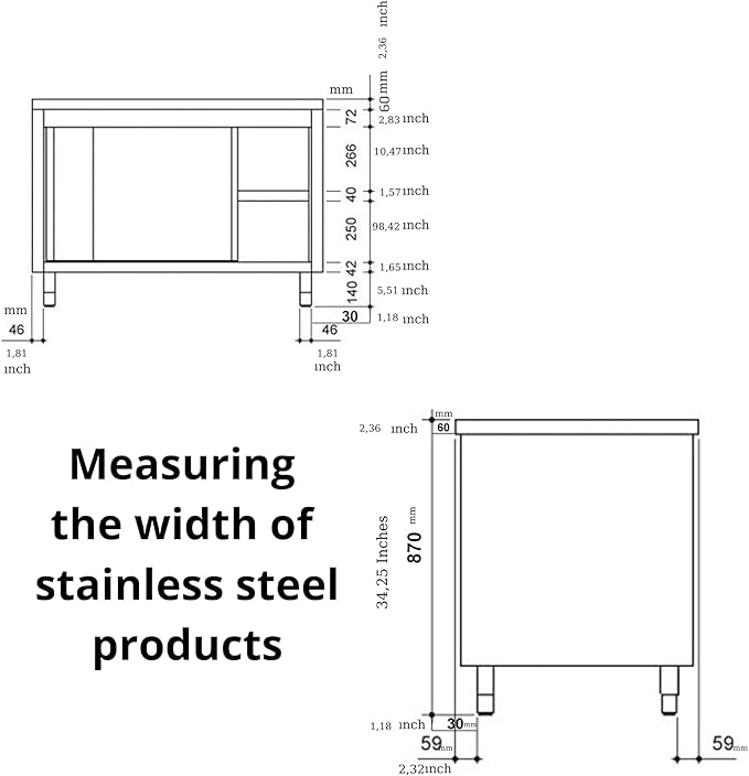 Stainless Steel Prep Table with Sliding Doors - Commercial Kitchen Work Table with Backsplash and Under Shelf (78.7x23.6x34.2 Inch)