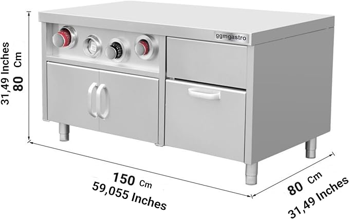 Cabinet for Beverage Dispensers with Cup Holder and Ice Cube Compartment - Stainless Steel, Versatile Storage, and Easy to Use (31.4x59.05x31.4 Inch)