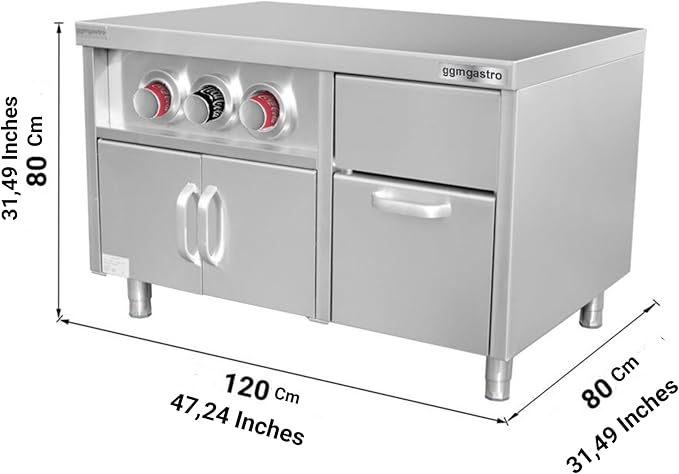 Cabinet for Beverage Dispensers with Cup Holder and Ice Cube Compartment - Stainless Steel, Versatile Storage, and Easy to Use (31.4x47.2x31.4 Inch)