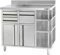 Commercial Stainless Steel Coffee Workbench with Drawers and Shelves | Kitchen Counter for Restaurant Hotels with Drawers with Telve Bucket (39.3x23.6x45.2 Inch)