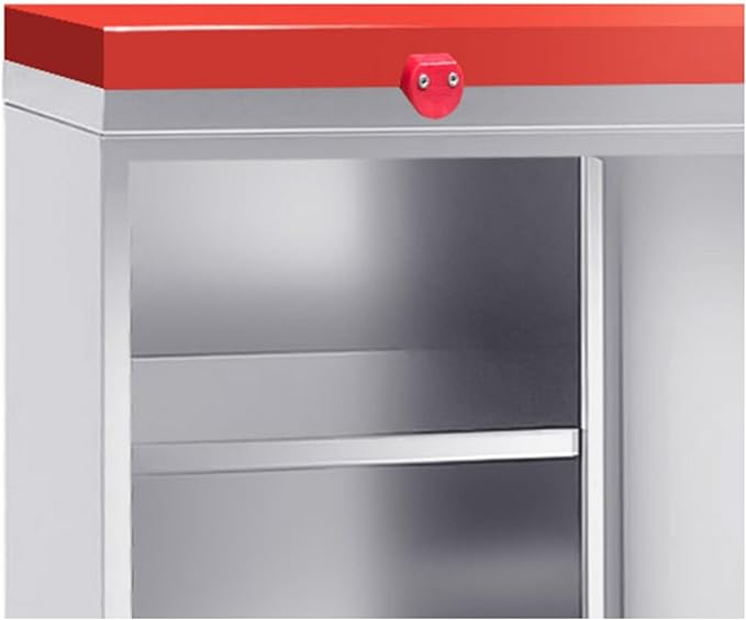 Stainless Steel Prep Table Sliding Doors - Polyethylene Table Top - Commercial Kitchen Work Table with Backsplash - Heavy Duty Commercial Work Station for Restaurant, Hotel (39.3x23.6x35.8 Inch)