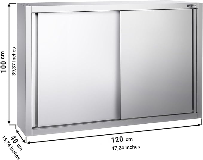 Wall Cabinet with Sliding Door for Commercial Kitchen (47.2x15.7x39.3 Inch)