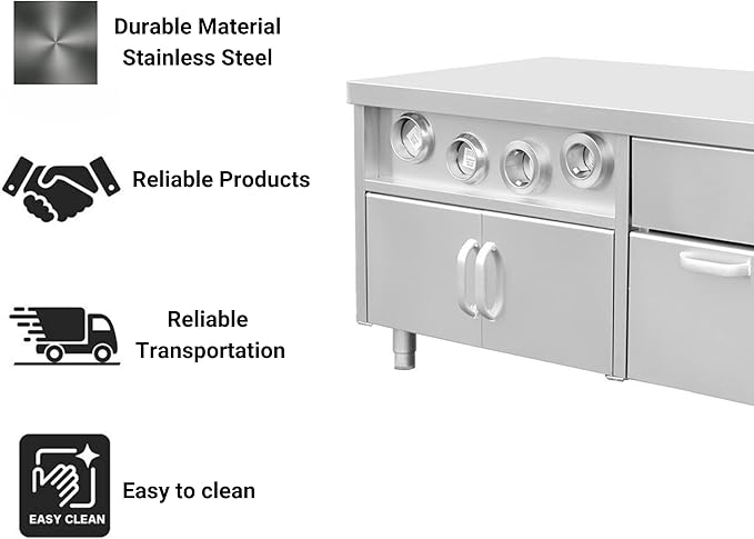 Cabinet for Beverage Dispensers with Cup Holder and Ice Cube Compartment - Stainless Steel, Versatile Storage, and Easy to Use (31.4x47.2x31.4 Inch)