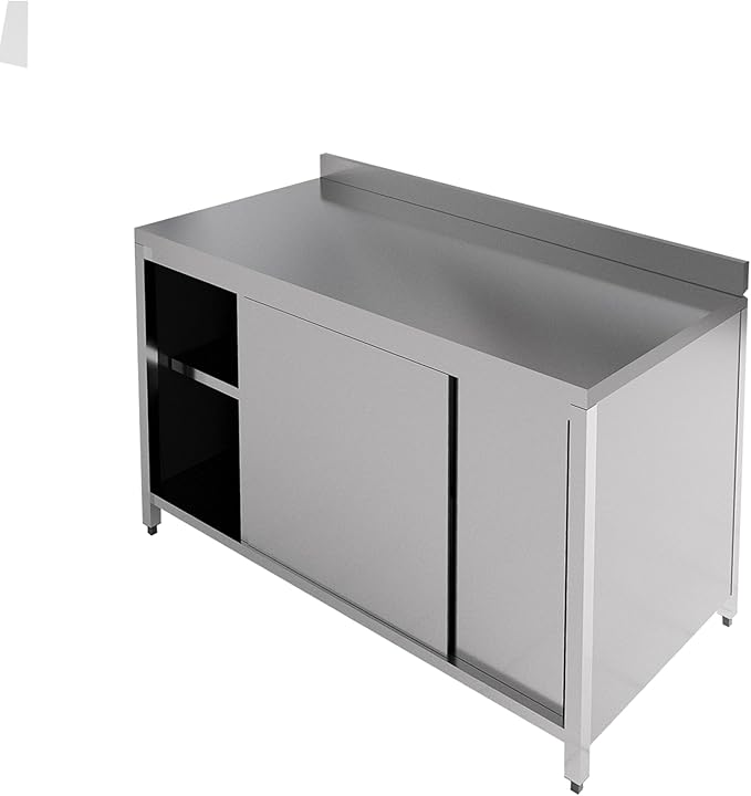 Commercial Kitchen Work Table with Backsplash and Under Shelf (55x23x33 inches)