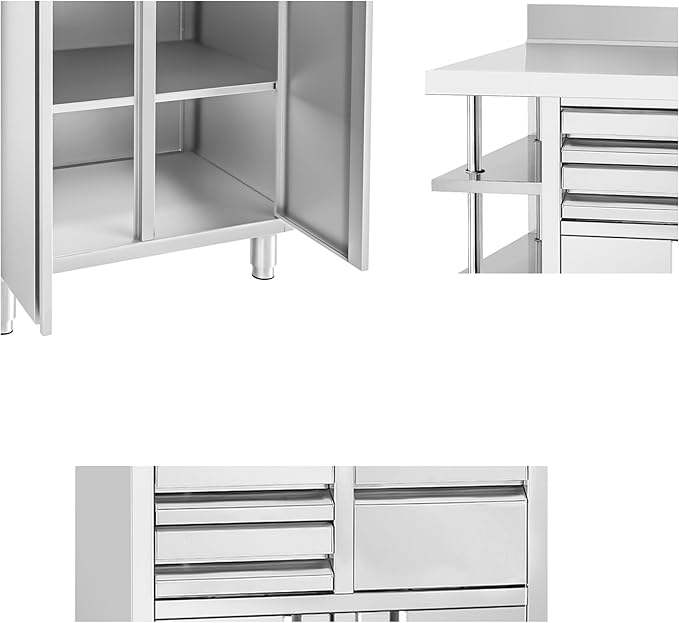 Commercial Stainless Steel Coffee Workbench with Drawers and Shelves | Kitchen Counter for Restaurant Hotels with Drawers with Telve Bucket (39.3x23.6x45.2 Inch)