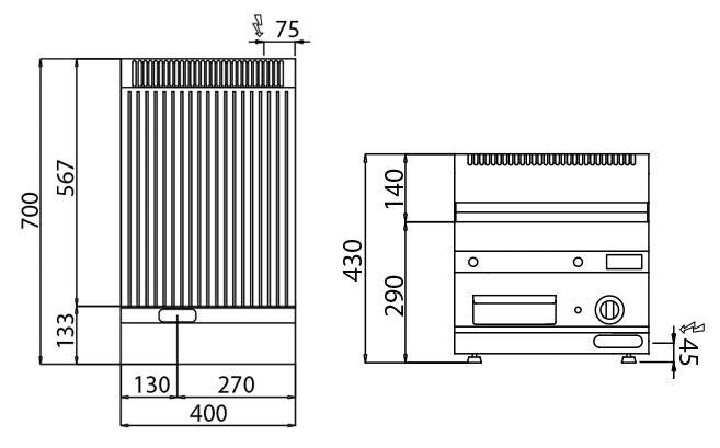 Electric Pleyt Grill - 3.6 kW - corrugated