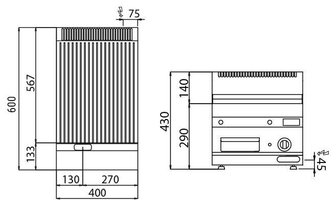Electric Pleyt Grill - 4.5 kW - corrugated