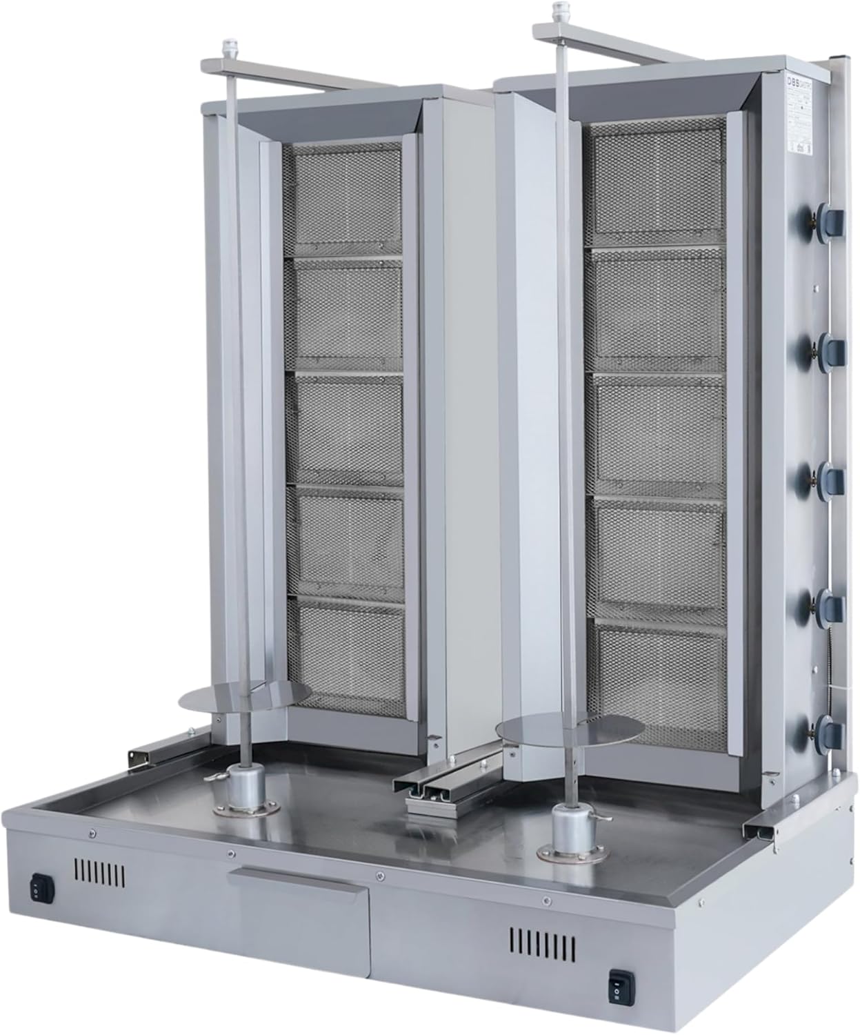 Double Bottom Doner Kebab Machine Shawarma 5+5 Burner Burner Gas Vertical Rotisserie Grill Cooker
