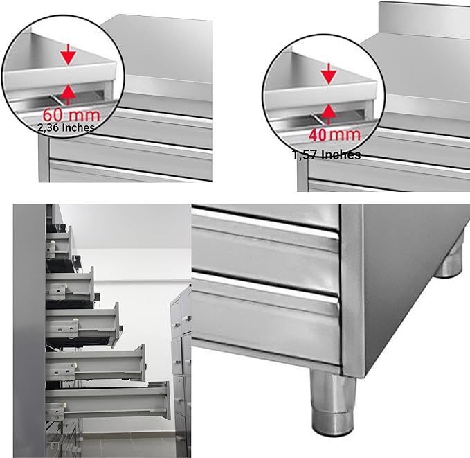 Stainless Steel Drawer Cabinet for Pizza and Bread Dough (35.4x27.5x33.4 Inch)
