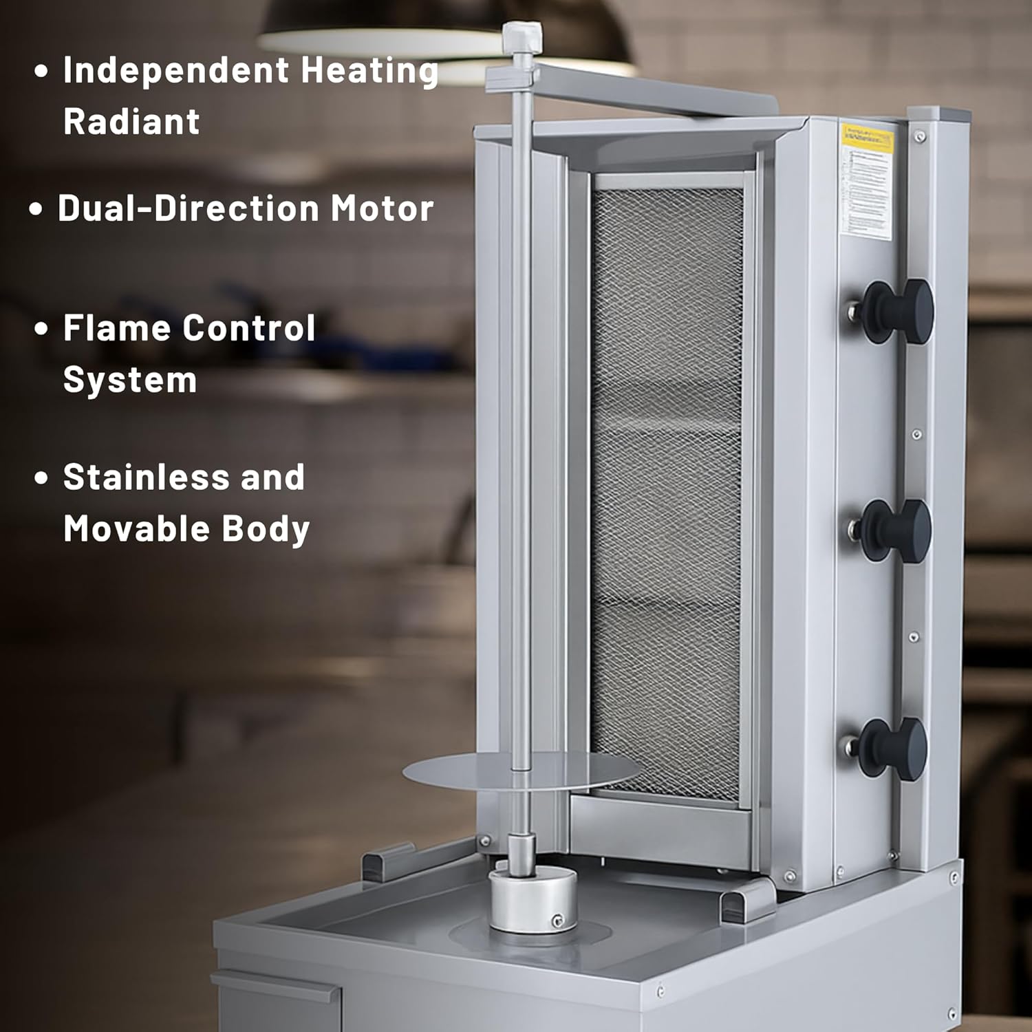 Doner Kebab Machine Shawarma 3 Vertical Burner Gas Vertical Rotisserie Grill Cooker