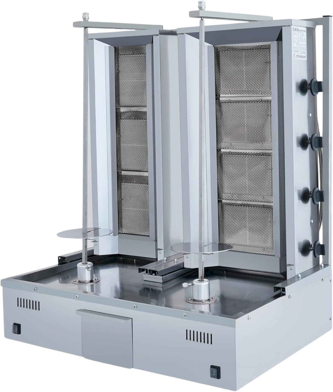 Double Bottom Doner Kebab Machine Shawarma 3+4 Burner Burner Gas Vertical Rotisserie Grill Cooker