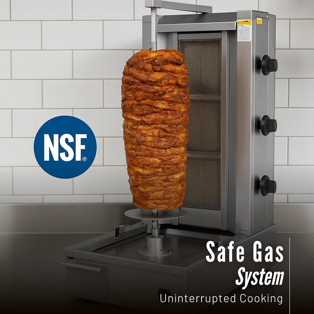 Doner Kebab Machine Shawarma 3 Vertical Burner Gas Vertical Rotisserie Grill Cooker