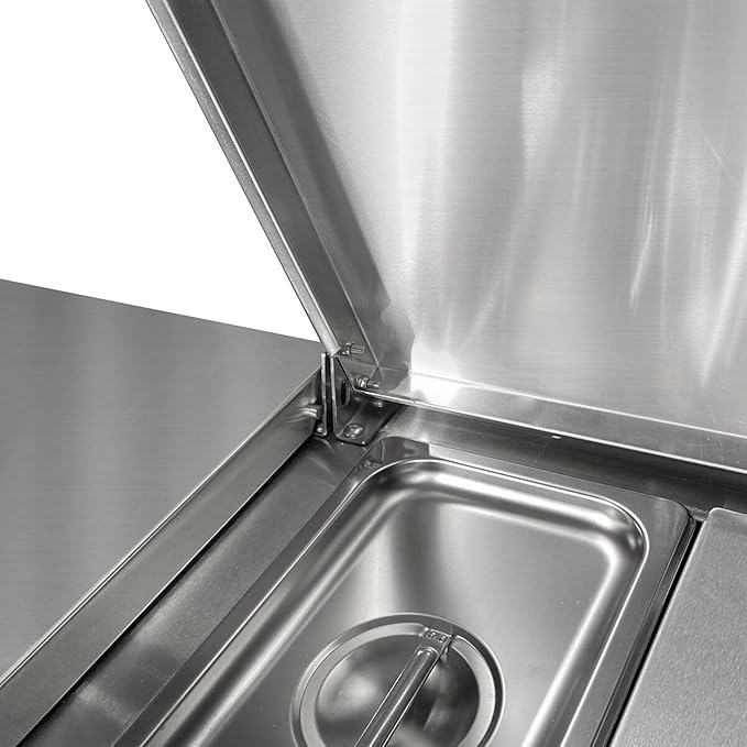 Stainless Steel Spice Rack Cabinet with Lid | 1/6 GN Organizer Shelf for Sauce Ingredients for Kitchen Pantry Use | Commercial Kitchen Restaurant Hotel Spices Cupboard (62.9x12.2x10.3 Inch - 8 GN)